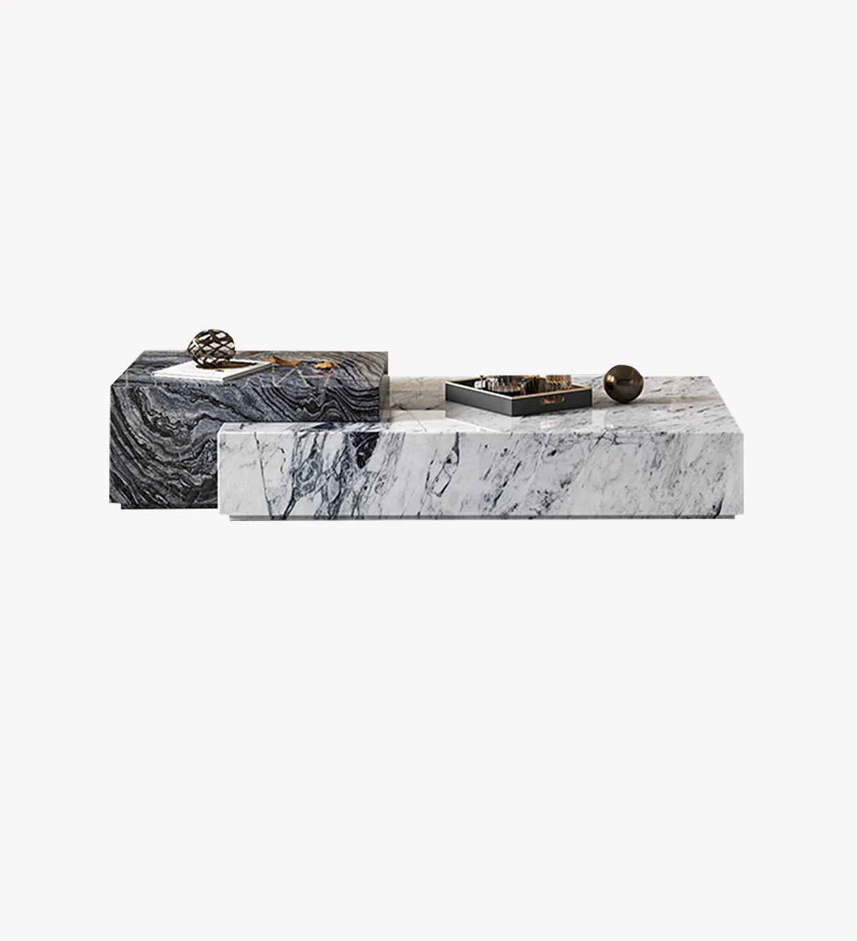 Modern Interlocking Marble Coffee Table - Stepped Monolithic Design - Architectural Natural Stone Furniture | LuxuryMarbleHome