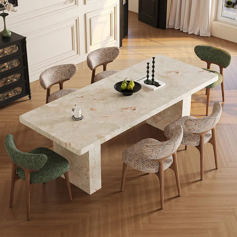 Monet Garden Series French Travertine Sintered Stone Dining Table - Romantic Architectural Elegance - Architectural Natural Stone Furniture | LuxuryMarbleHome