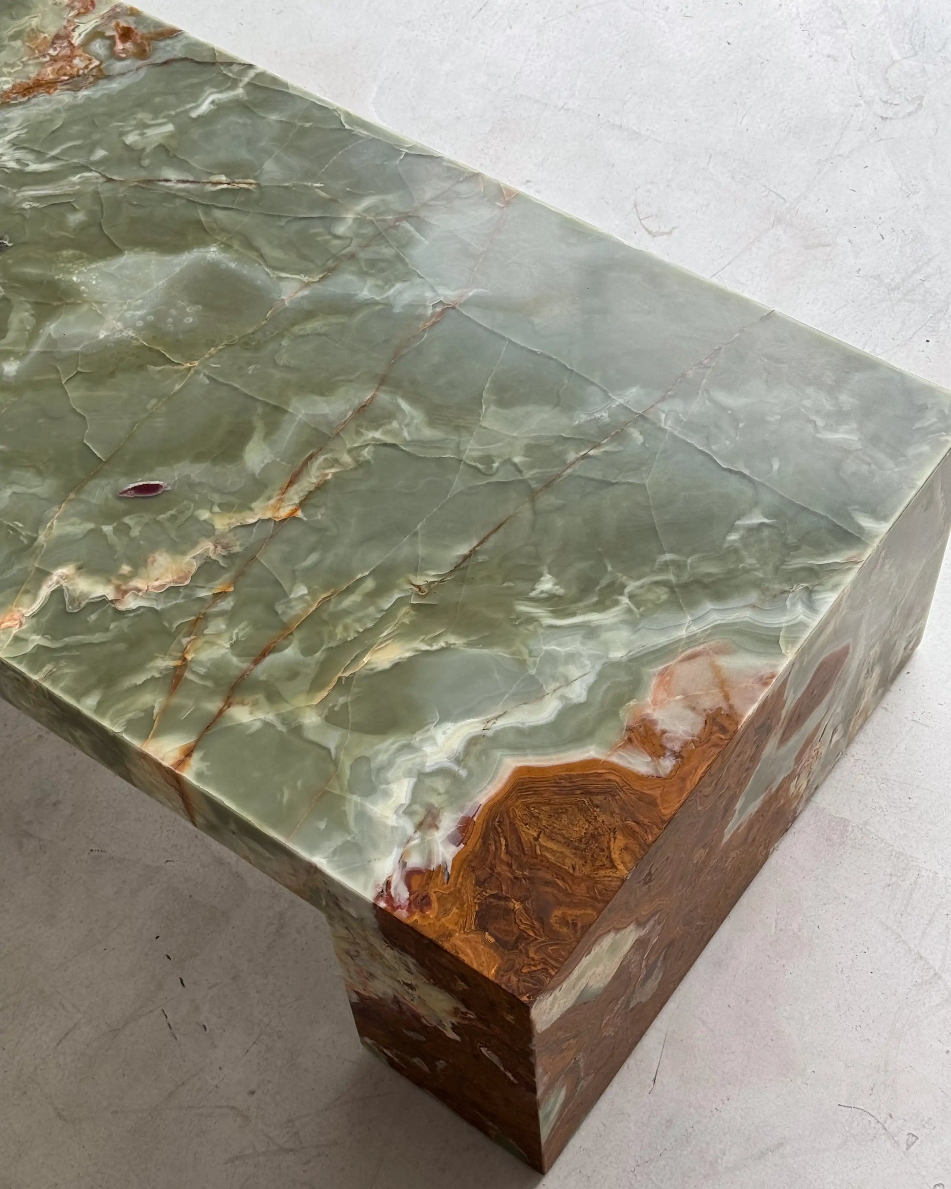 Ethereal Green Onyx Marble Coffee Table - Minimalist Monolithic Block - Architectural Natural Stone Furniture | LuxuryMarbleHome