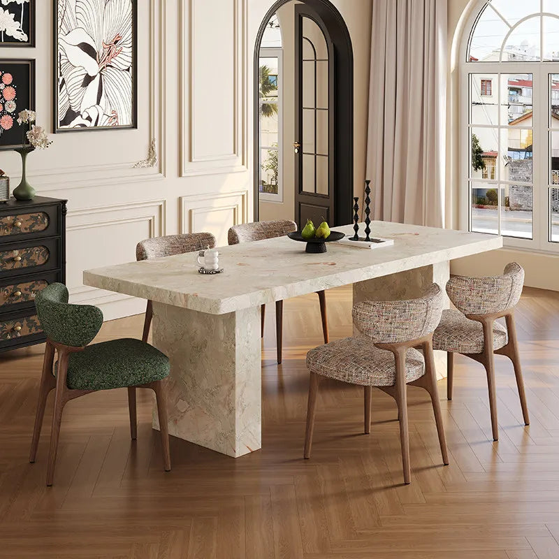 Monet Garden Series French Travertine Sintered Stone Dining Table - Romantic Architectural Elegance - Architectural Natural Stone Furniture | LuxuryMarbleHome
