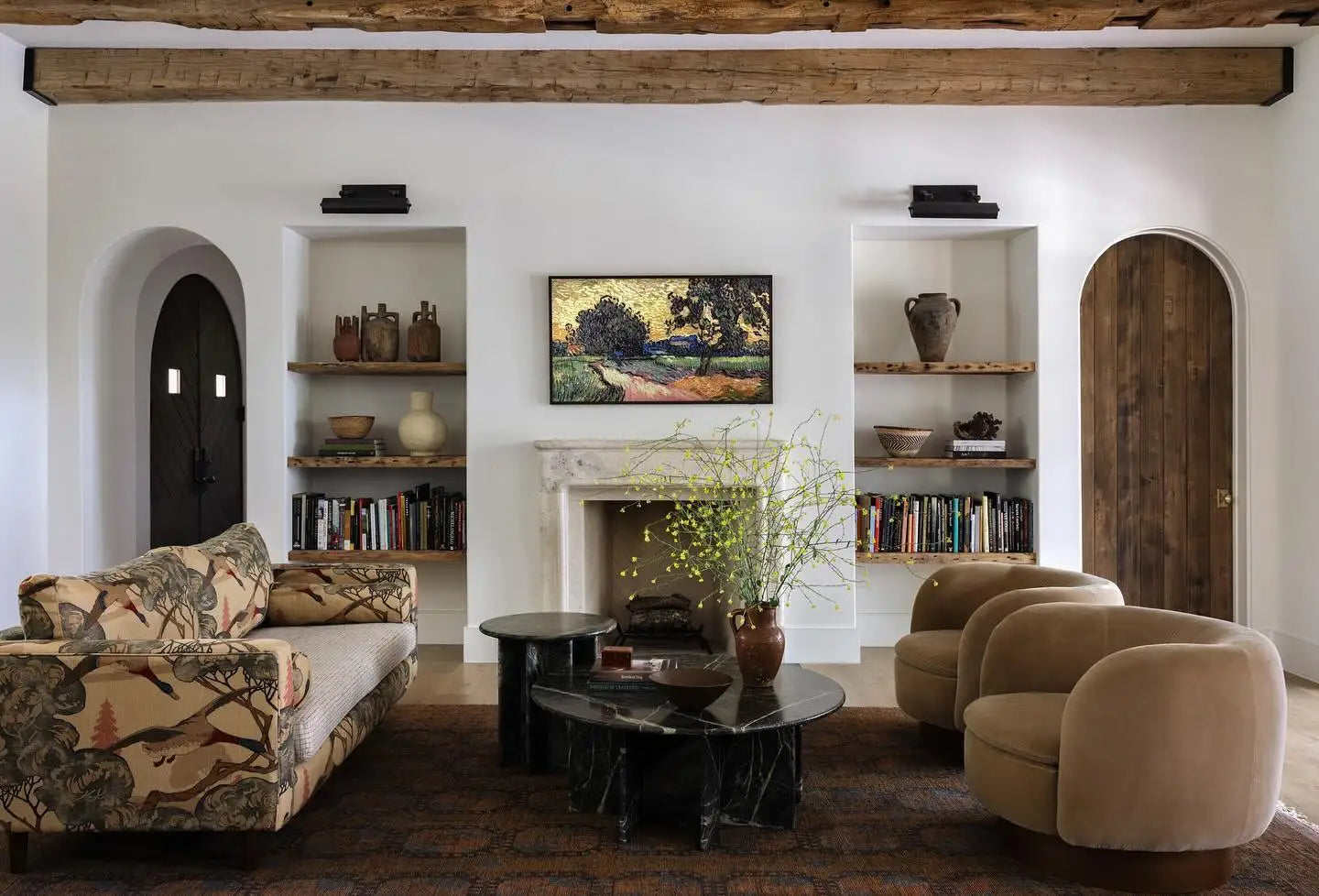 Antique Circular Marble Coffee Table - Cross-Pedestal Architectural Design - Architectural Natural Stone Furniture | LuxuryMarbleHome