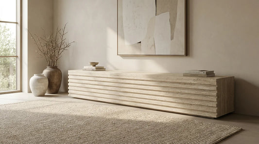 C-012 Lifestyle Scene | Monolith Stone TV Stand | LuxuryMarbleHome