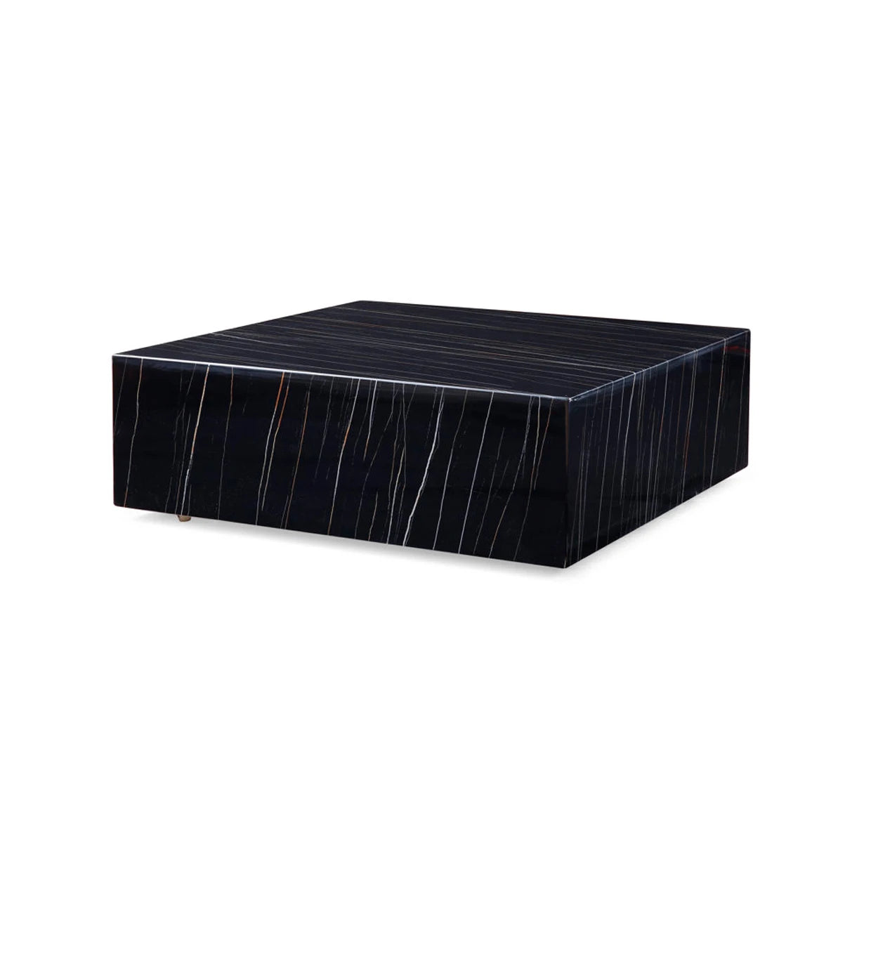 Lauren Black Gold Marble Cube Coffee Table - Monolithic Block Design - Architectural Natural Stone Furniture | LuxuryMarbleHome