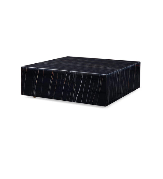 Lauren Black Gold Marble Cube Coffee Table - Monolithic Block Design - Architectural Natural Stone Furniture | LuxuryMarbleHome