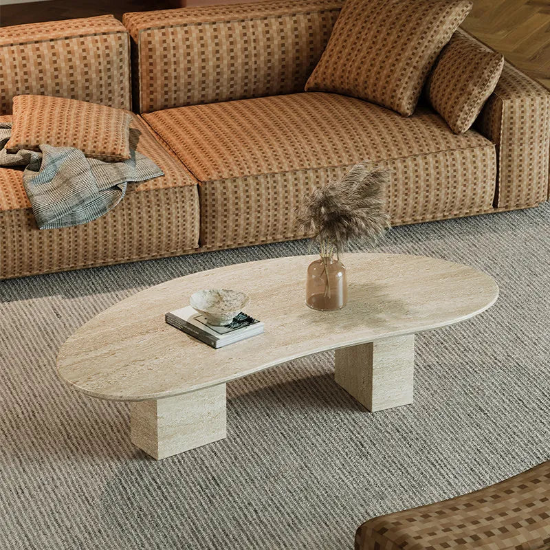 The Monolith Series: Hand-Carved Travertine Coffee Tables - Architectural Natural Stone Furniture | LuxuryMarbleHome