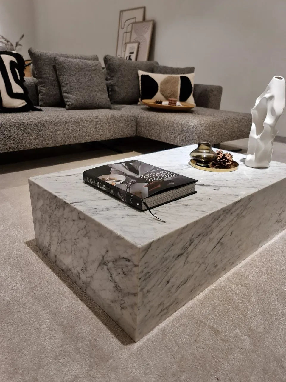 Minimalist Marble Cube Coffee Table - Monolithic Block Design - Architectural Natural Stone Furniture | LuxuryMarbleHome