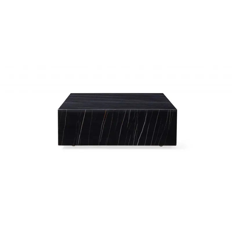 Lauren Black Gold Marble Cube Coffee Table - Monolithic Block Design - Architectural Natural Stone Furniture | LuxuryMarbleHome