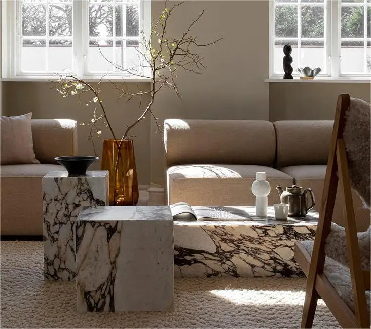 Calacatta Viola Marble Plinth Coffee Table - Monolithic Block Series - Architectural Natural Stone Furniture | LuxuryMarbleHome