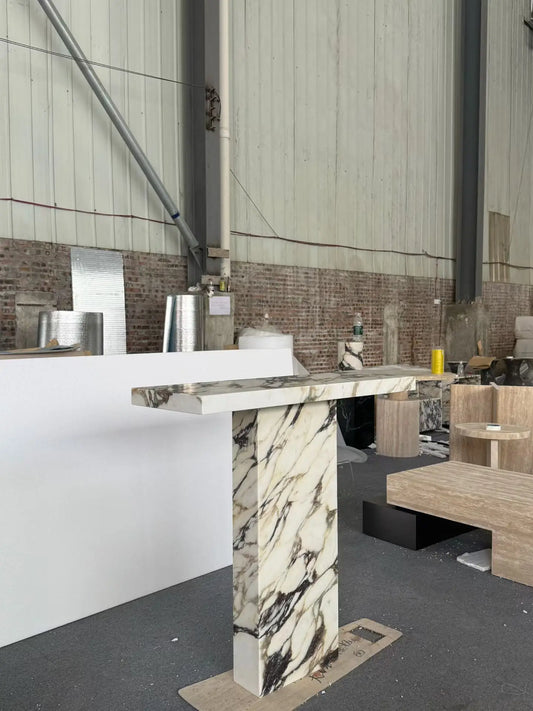 Architectural Monolithic Calacatta Viola Bvlgari Marble Console Table | LuxuryMarbleHome