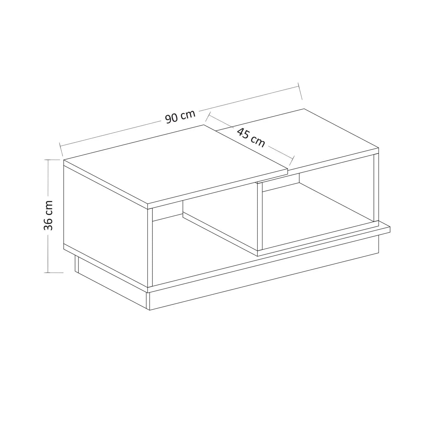 Dimensions Diagram: 90x45x36cm Travertine Coffee Table | LuxuryMarbleHome