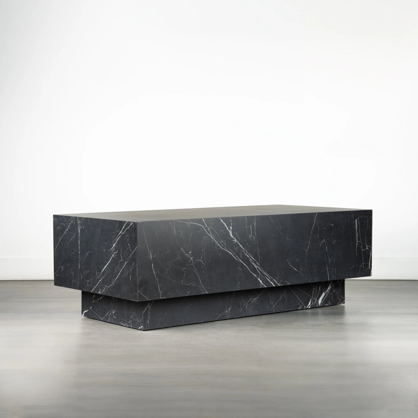 Nero Marquina Marble Cube Coffee Table - Monolithic Pedestal Design - Architectural Natural Stone Furniture | LuxuryMarbleHome
