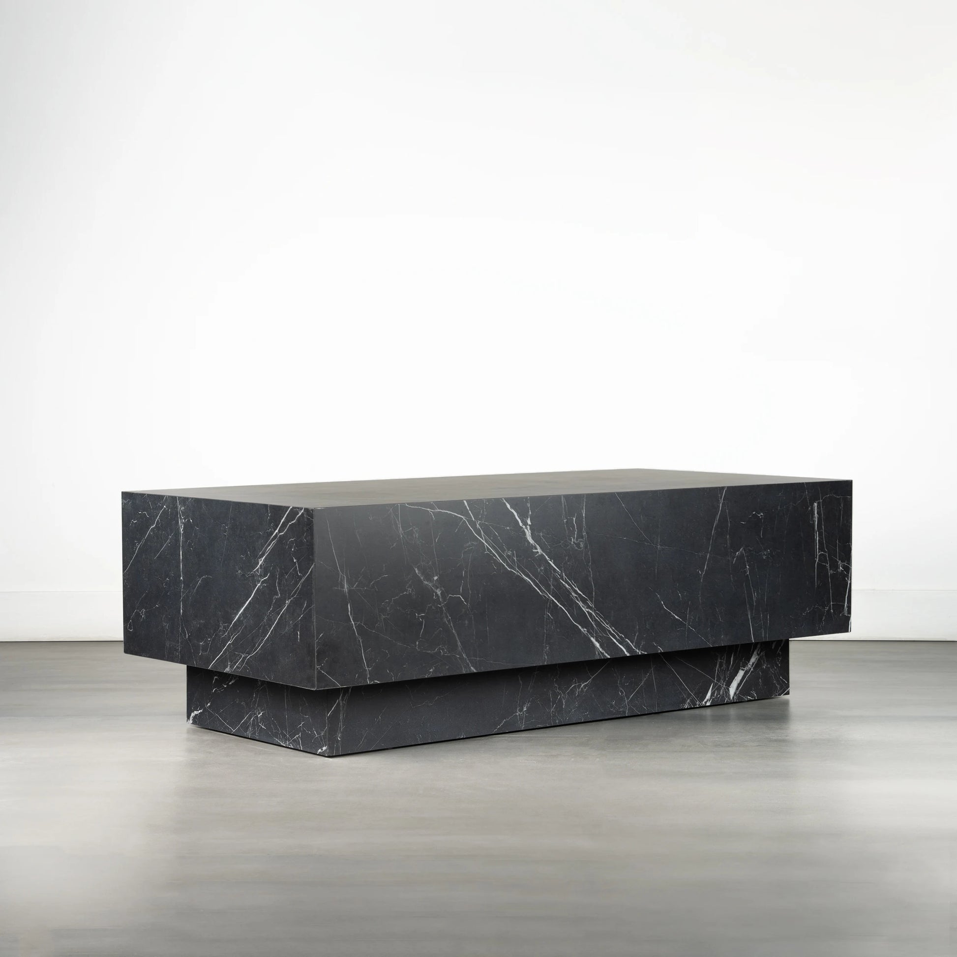 Nero Marquina Marble Cube Coffee Table - Monolithic Pedestal Design - Architectural Natural Stone Furniture | LuxuryMarbleHome