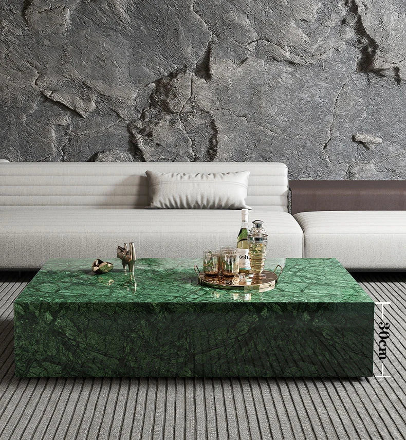 Verde Guatemala Green Marble Cube Coffee Table - Monolithic Block Design - Architectural Natural Stone Furniture | LuxuryMarbleHome