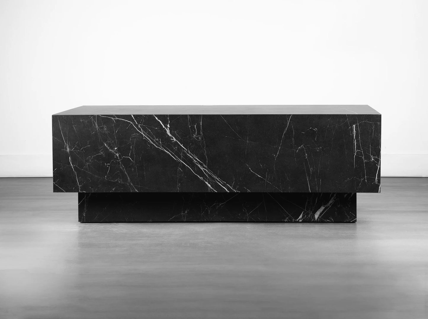 Nero Marquina Marble Cube Coffee Table - Monolithic Pedestal Design - Architectural Natural Stone Furniture | LuxuryMarbleHome