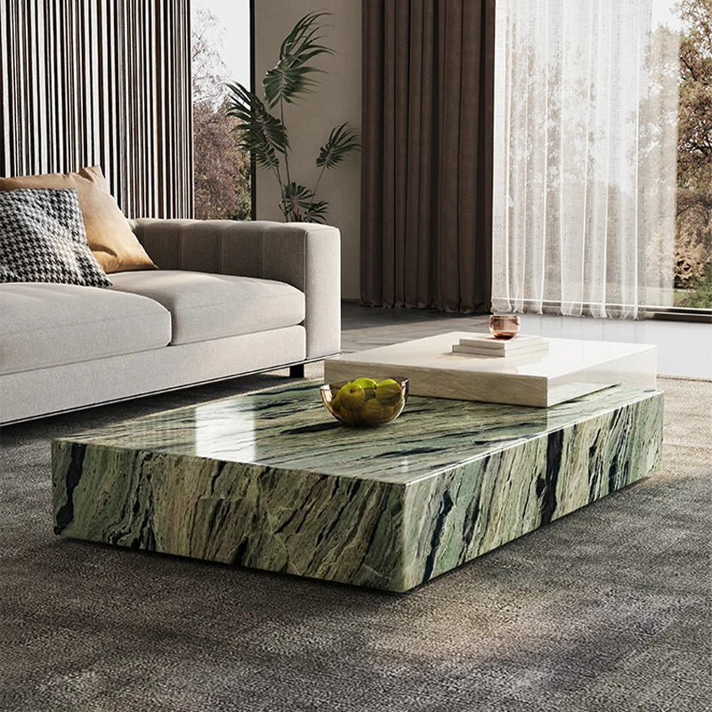 Modern Interlocking Marble Coffee Table - Stepped Monolithic Design - Architectural Natural Stone Furniture | LuxuryMarbleHome