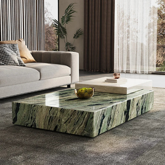 Modern Interlocking Marble Coffee Table - Stepped Monolithic Design - Architectural Natural Stone Furniture | LuxuryMarbleHome