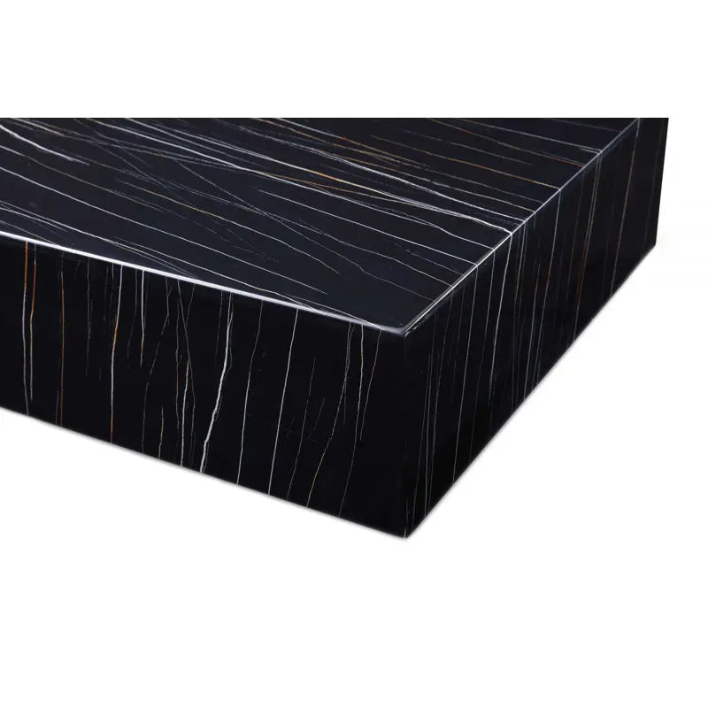 Lauren Black Gold Marble Cube Coffee Table - Monolithic Block Design - Architectural Natural Stone Furniture | LuxuryMarbleHome
