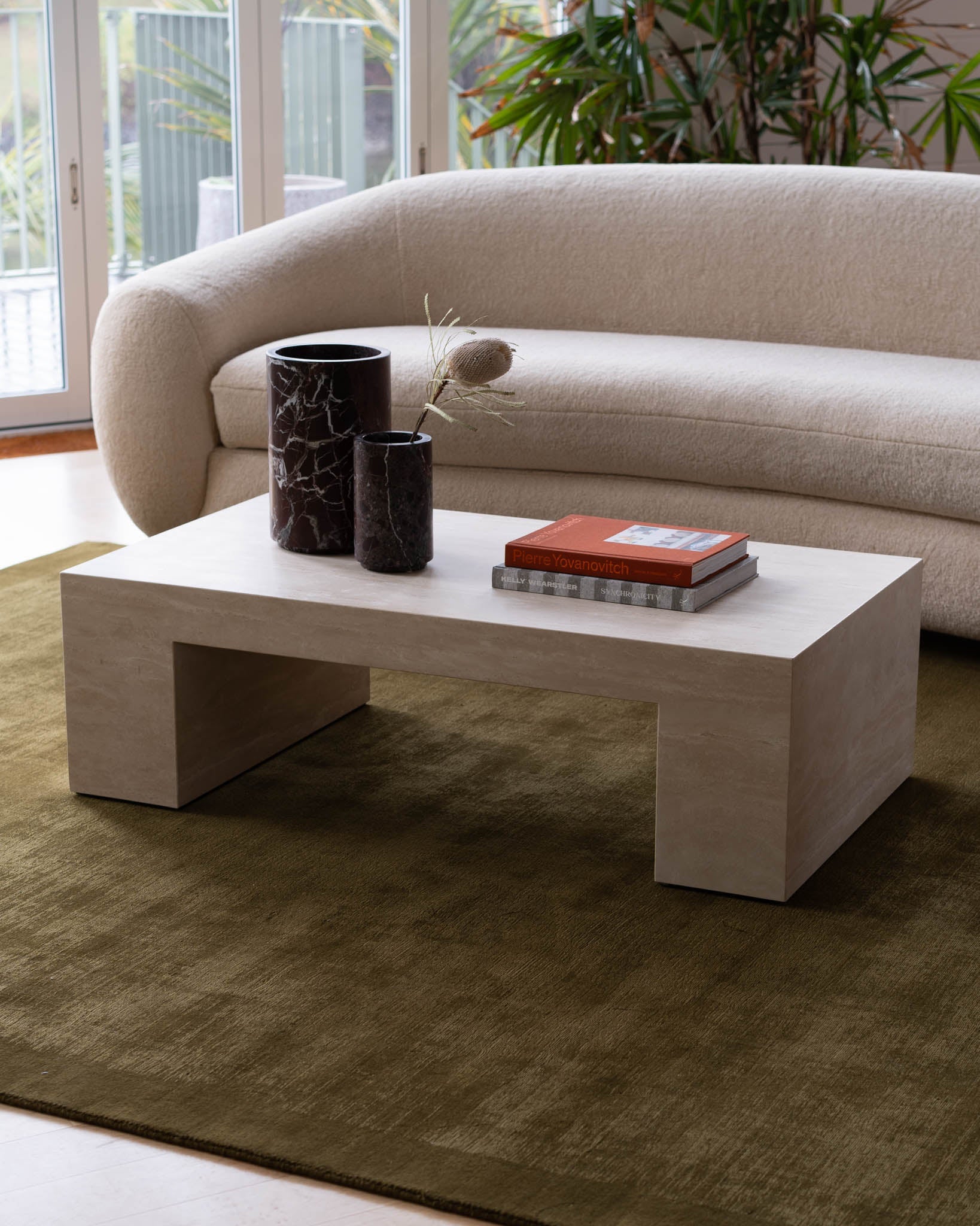 LuxuryMarbleHome | Quiet Luxury Cream Travertine Coffee Table | 100% Solid Natural Stone | 2