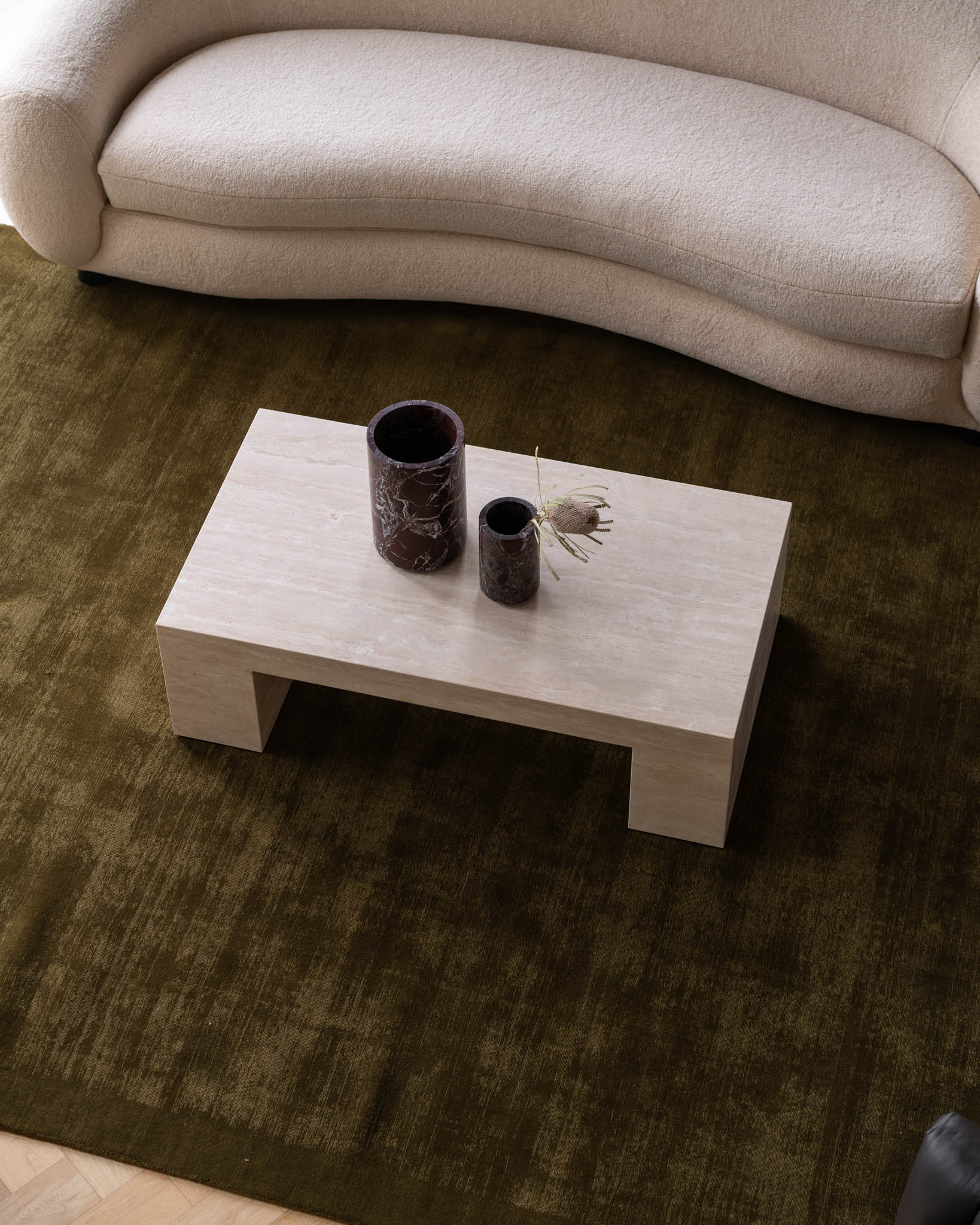 LuxuryMarbleHome | Quiet Luxury Cream Travertine Coffee Table | 100% Solid Natural Stone | 3