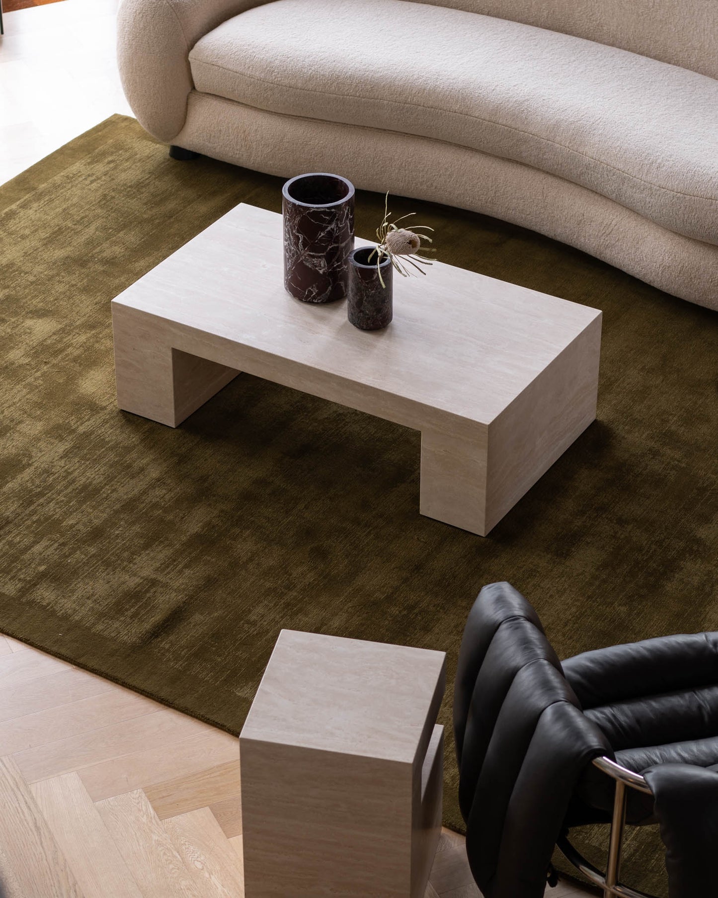 LuxuryMarbleHome | Quiet Luxury Cream Travertine Coffee Table | 100% Solid Natural Stone | 4