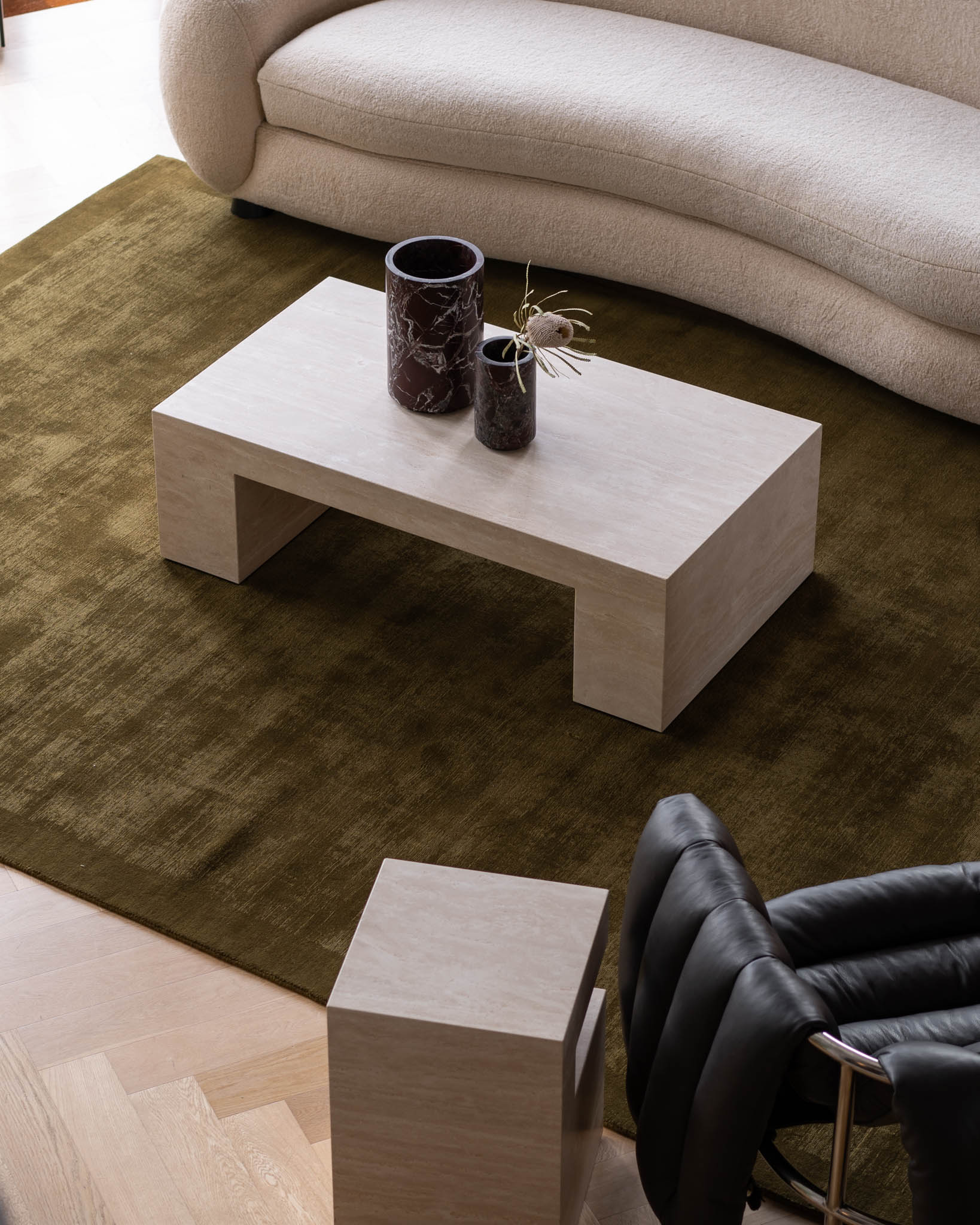 LuxuryMarbleHome | Quiet Luxury Cream Travertine Coffee Table | 100% Solid Natural Stone | 4