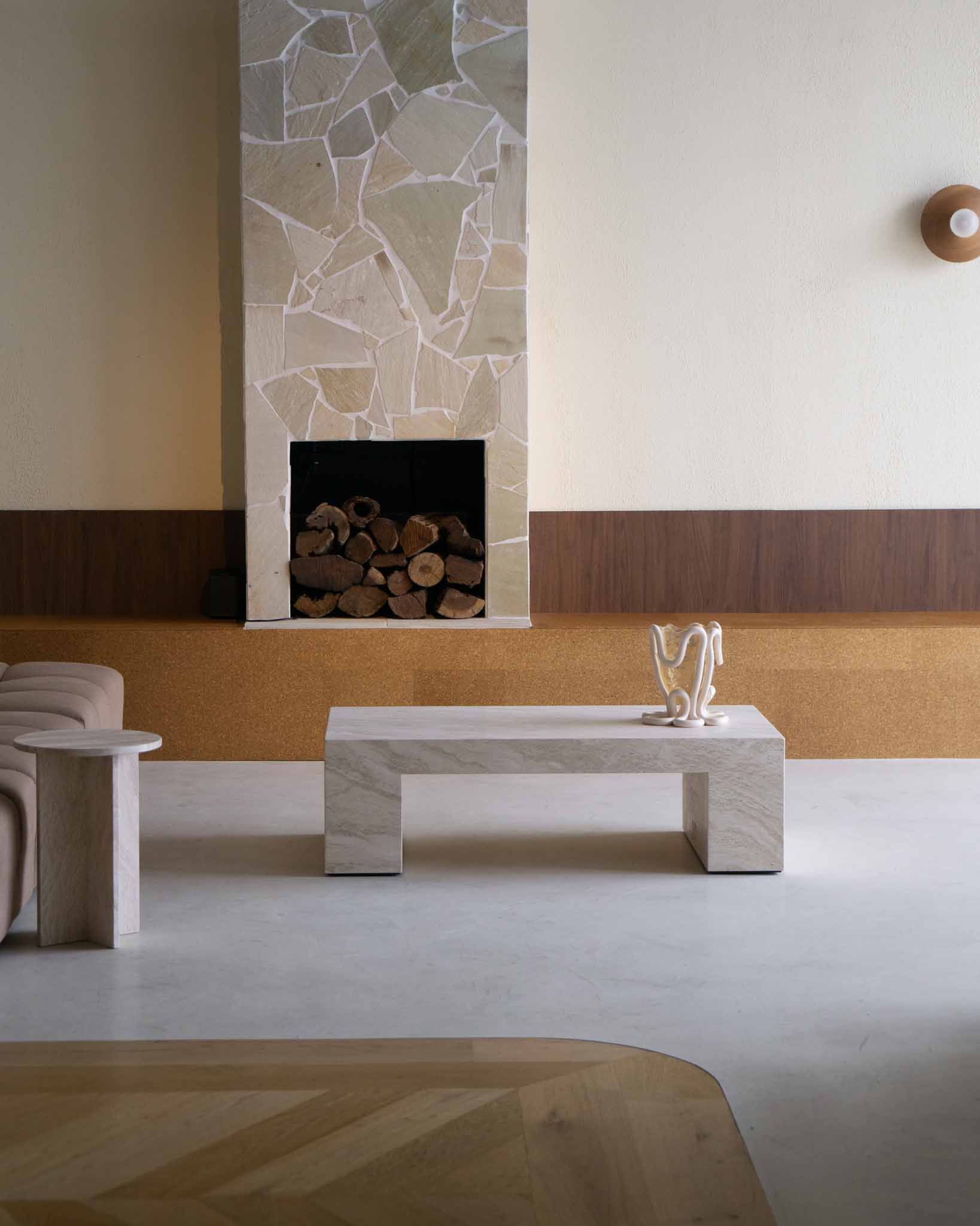 LuxuryMarbleHome | Quiet Luxury Cream Travertine Coffee Table | 100% Solid Natural Stone | 10