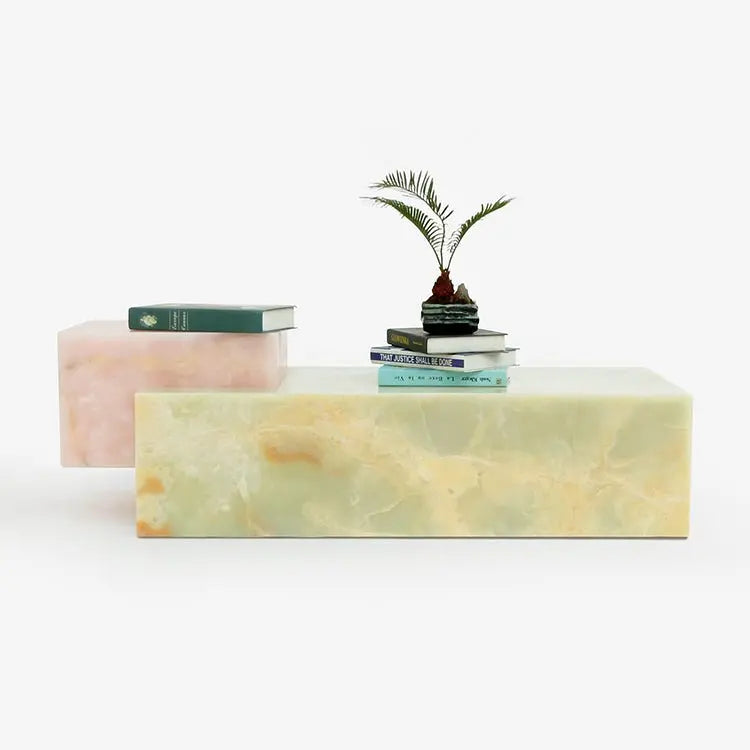 Four Seasons Green Jadeite Jade 39 inch Coffee Table - Extraordinary Gemstone Luxury - Architectural Natural Stone Furniture | LuxuryMarbleHome