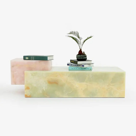 Four Seasons Green Jadeite Jade 39 inch Coffee Table - Extraordinary Gemstone Luxury - Architectural Natural Stone Furniture | LuxuryMarbleHome