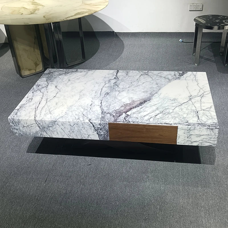 The Frost Blossom: Xiangxuemai Marble X-Base Coffee Table