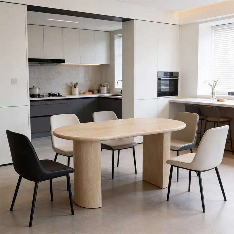 The Arcadian Oval: Imported Natural Travertine Dining Table