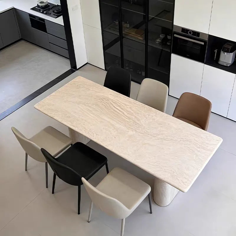 The Versailles Monolith: French Style Natural Travertine Dining Table