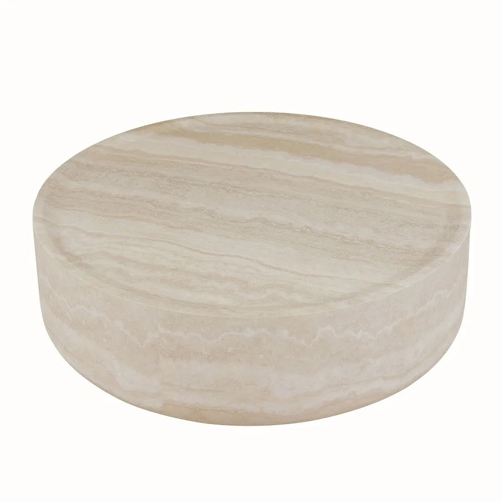 The Orb: Monolithic Round Natural Travertine Coffee Table