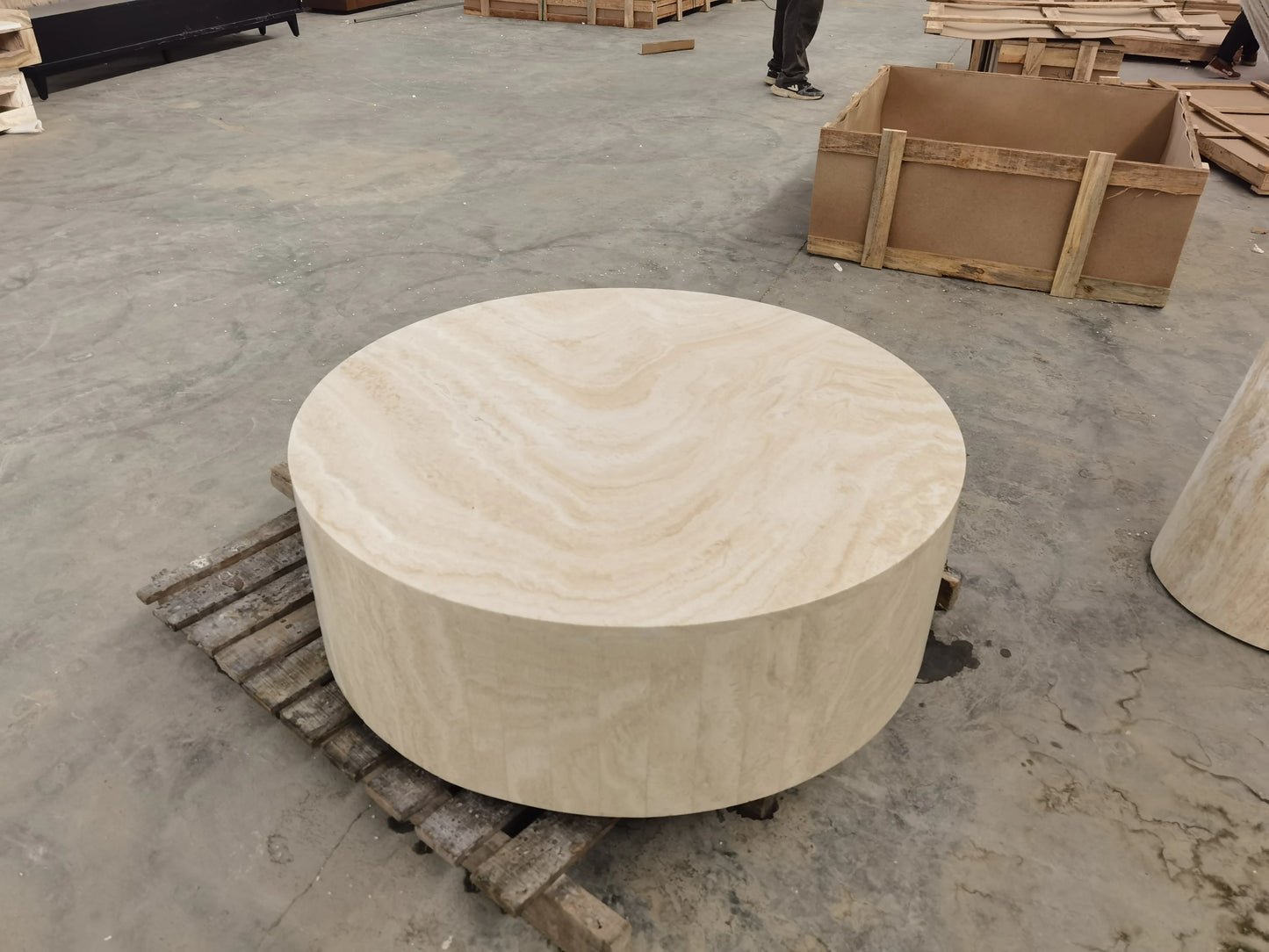 The Orb: Monolithic Round Natural Travertine Coffee Table