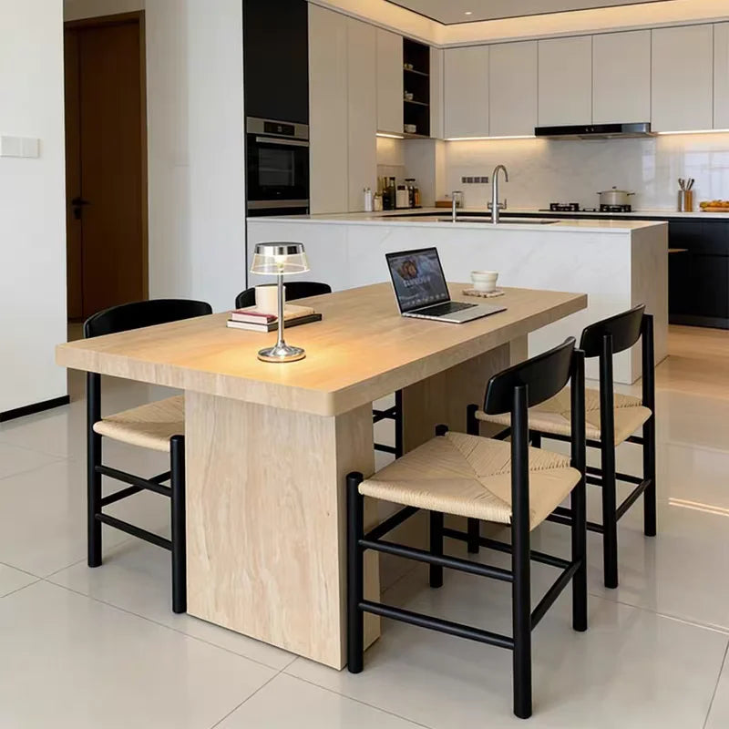 The Industrial Monolith: Rectangular Natural Travertine Dining Table - Natural Travertine Stone Furniture - Monolithic Design - One Stone One Picture - Luxury Marble Home (View 1)