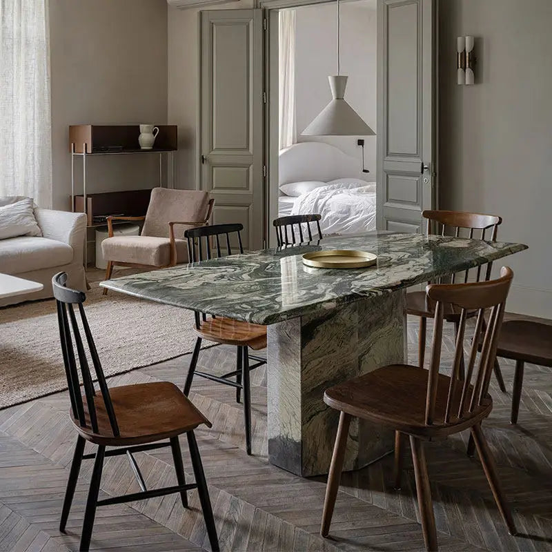 The Sculptural Landscape: Purple Landscape Marble Rectangular Dining Table