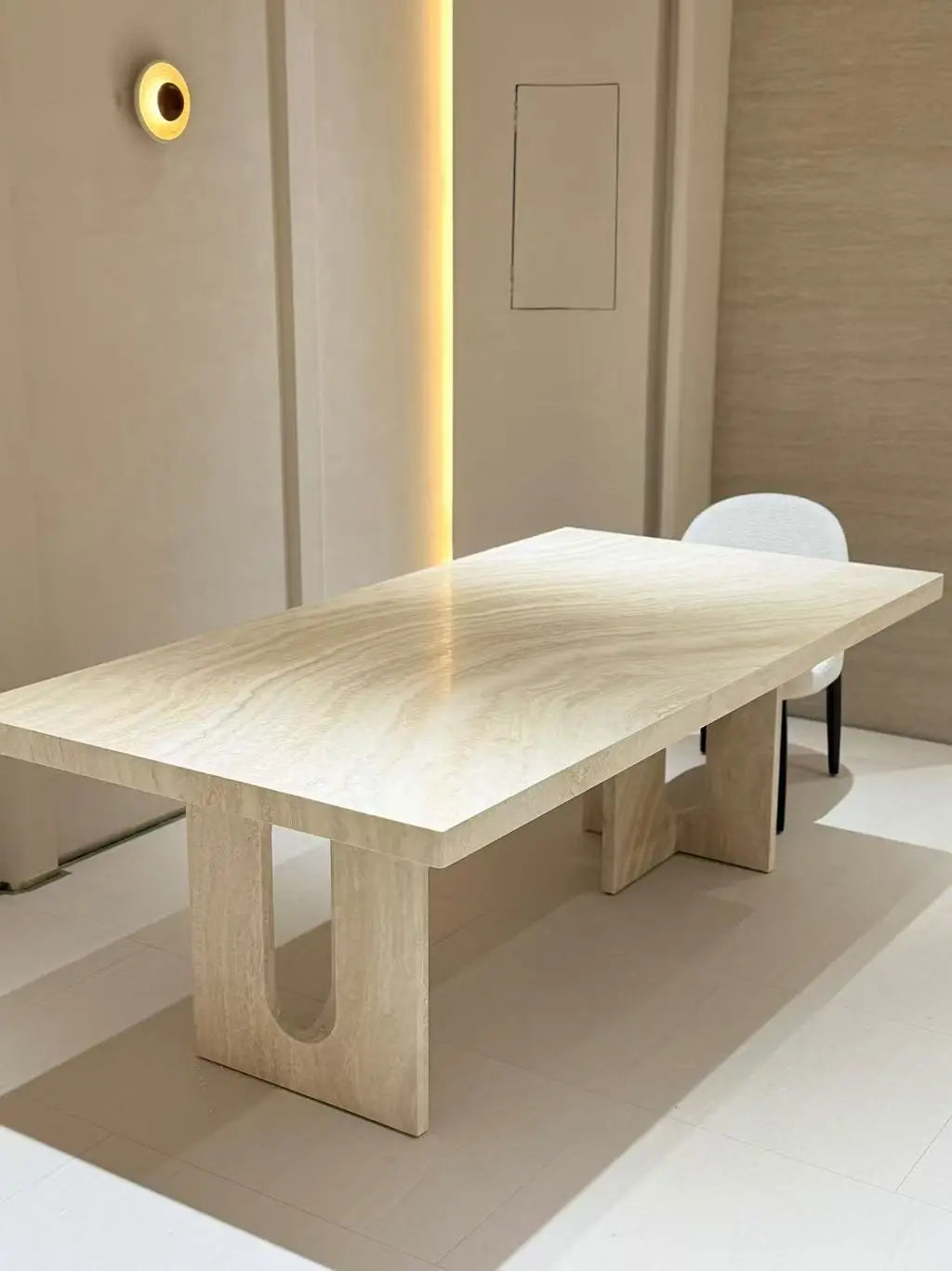 The Coliseum: 200cm Monolithic Imported Natural Travertine Dining Table