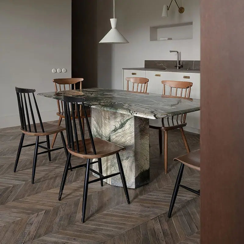 The Sculptural Landscape: Purple Landscape Marble Rectangular Dining Table