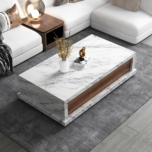 The Winter Blossom: Xiangxuemai Marble Rectangular Coffee Table