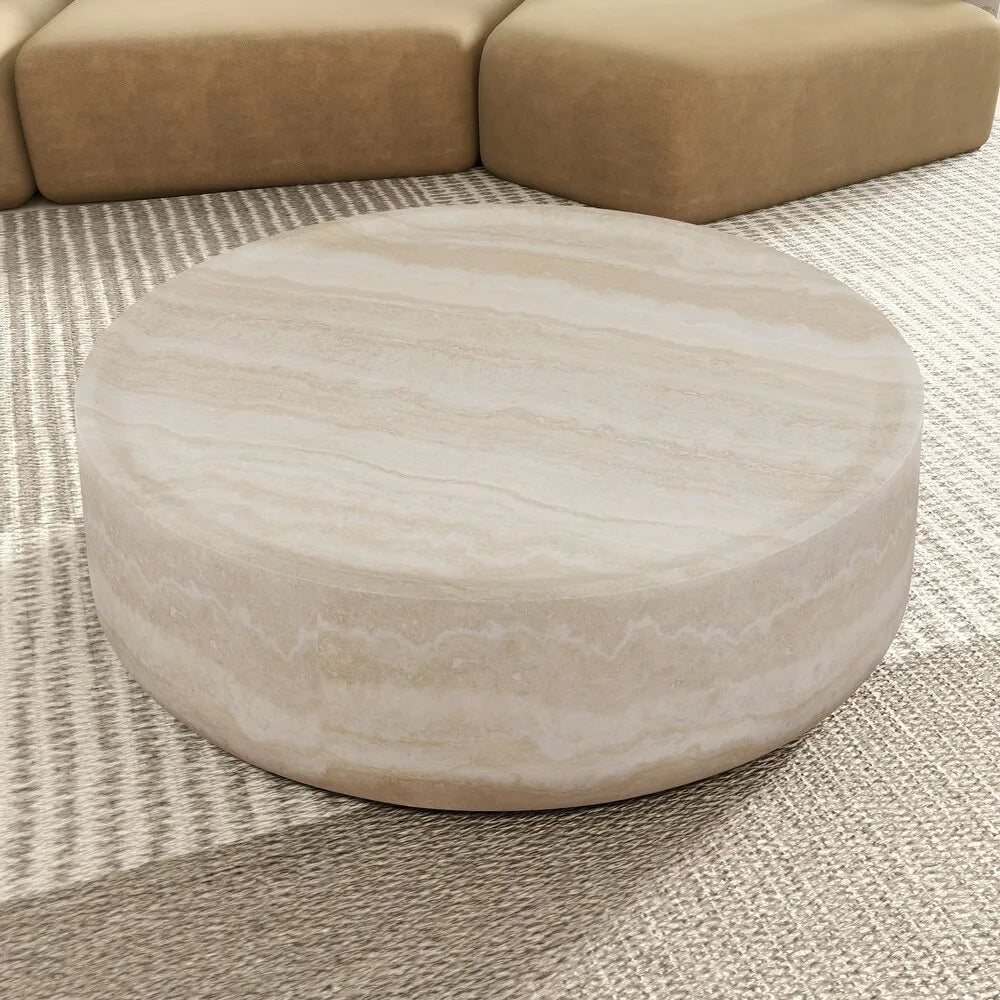 The Orb: Monolithic Round Natural Travertine Coffee Table