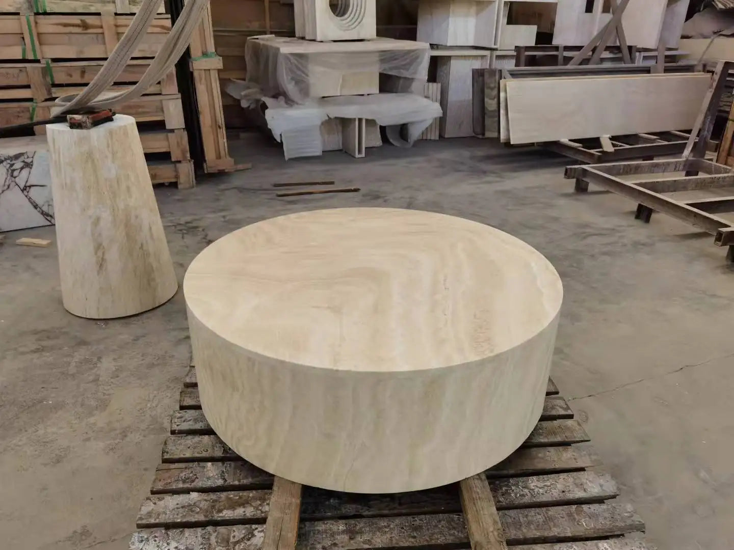 The Orb: Monolithic Round Natural Travertine Coffee Table