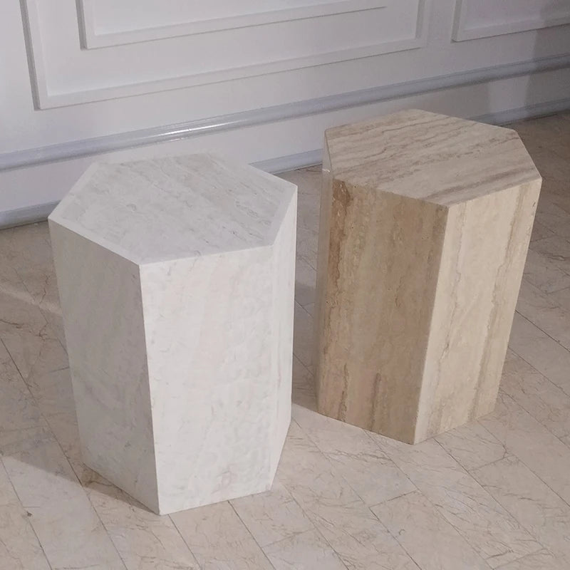 The Hexagon: Monolithic Natural Marble Side Table