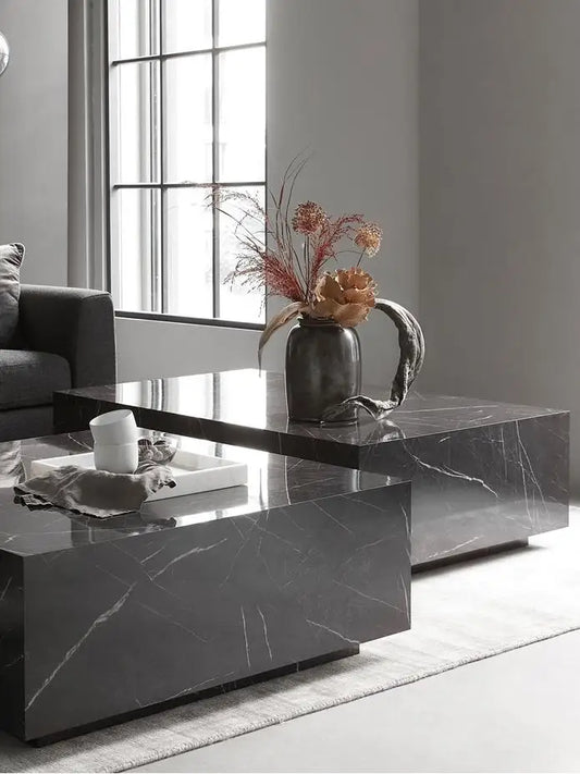 The Obsidian Monolith: Natural Nero Marquina Marble Coffee Table