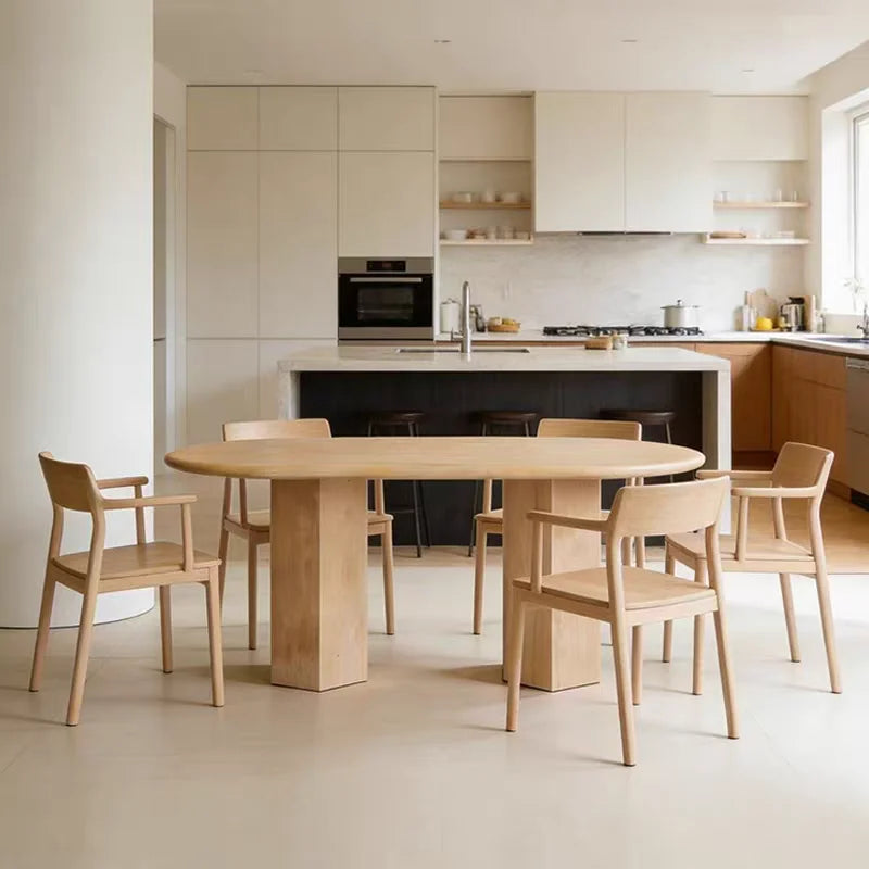 The Pavilion Oval: Grand Dual-Pedestal Travertine Dining Table - Natural Travertine Stone Furniture - Monolithic Design - One Stone One Picture - Luxury Marble Home (View 1)