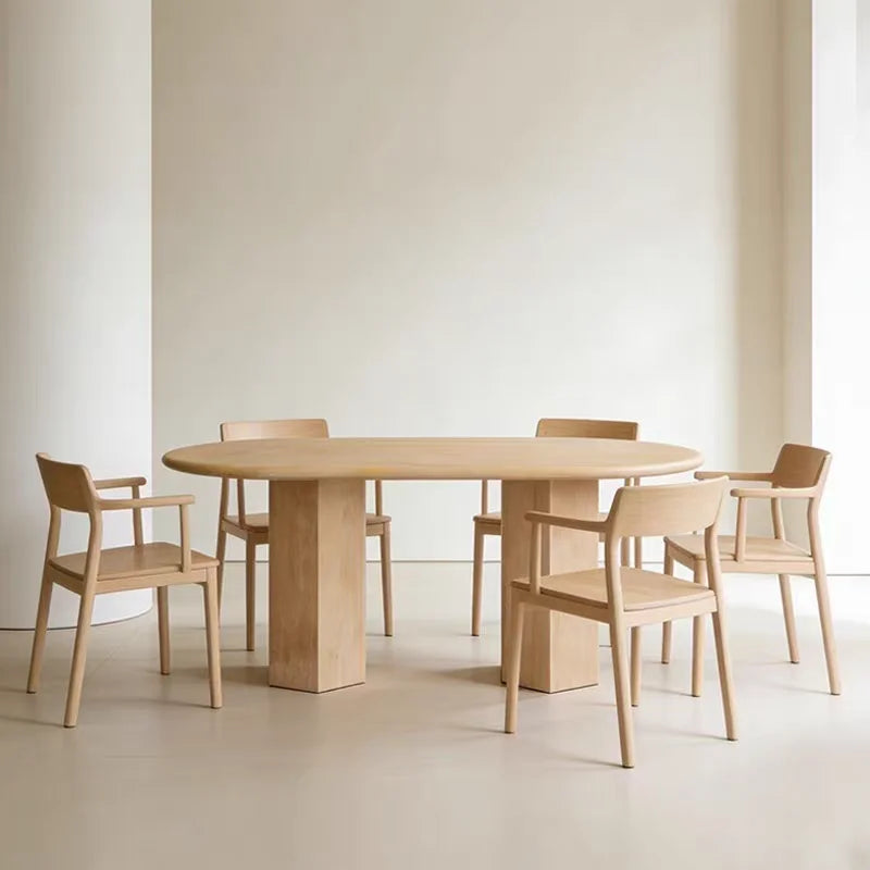 The Pavilion Oval: Grand Dual-Pedestal Travertine Dining Table - Natural Travertine Stone Furniture - Monolithic Design - One Stone One Picture - Luxury Marble Home (View 2)