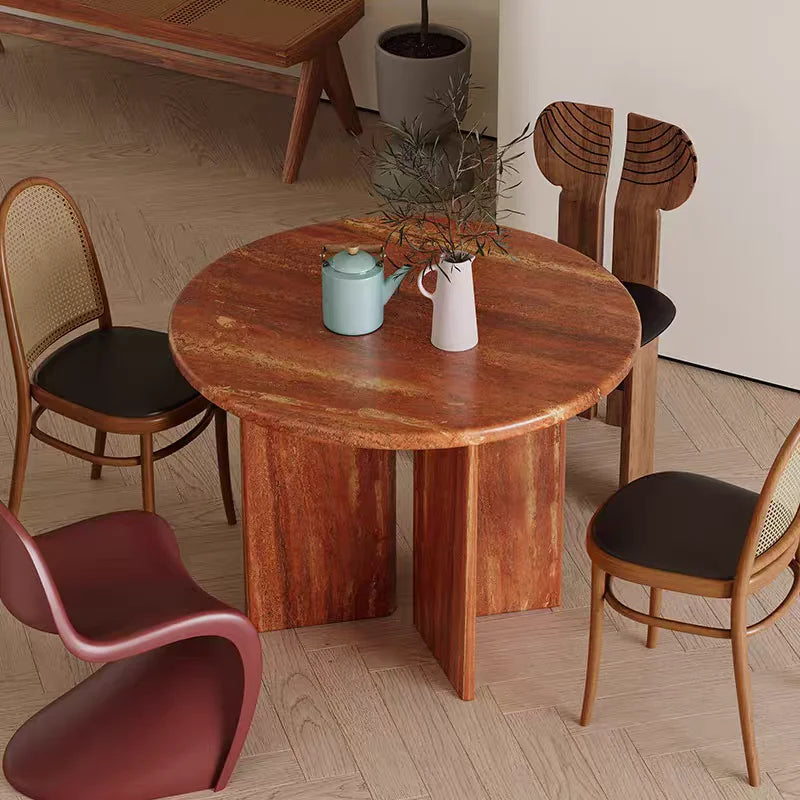 The Sienna Monolith: Sculptural Red Travertine Dining Table - Natural Travertine Stone Furniture - Monolithic Design - One Stone One Picture - Luxury Marble Home (View 5)
