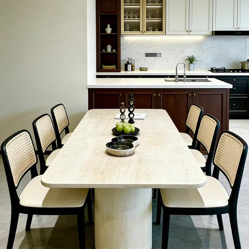 The Roman Monolith: Imported Natural Travertine Rectangular Dining Table