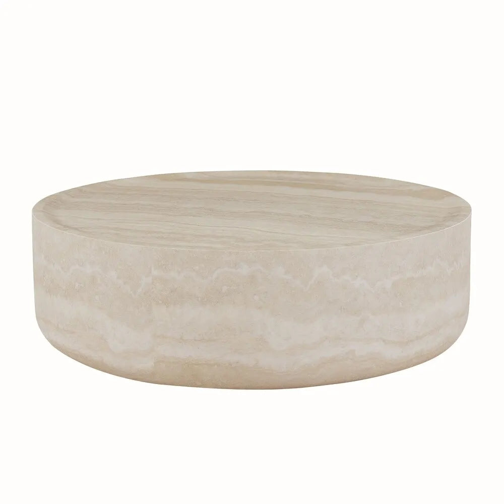 The Orb: Monolithic Round Natural Travertine Coffee Table