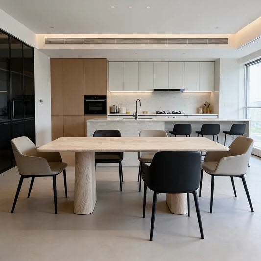The Versailles Monolith: French Style Natural Travertine Dining Table