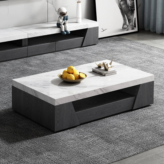 The Volakas Monolith: Natural Jazz White Marble Coffee Table