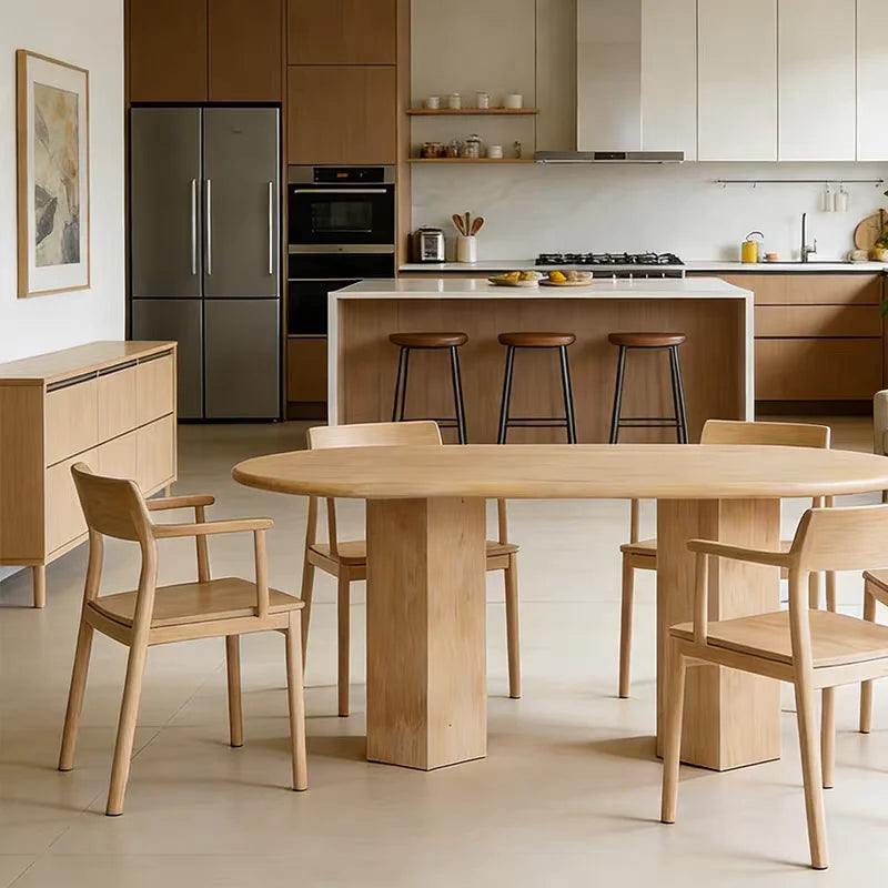 The Pavilion Oval: Grand Dual-Pedestal Travertine Dining Table - Natural Travertine Stone Furniture - Monolithic Design - One Stone One Picture - Luxury Marble Home (View 5)